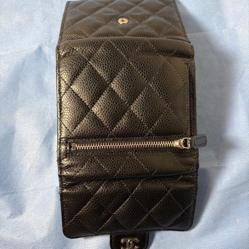 CHANEL Classic  Caviar Black Small Flap Quilted Leather Wallet - Picture 11 of 16
